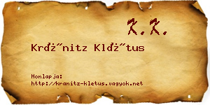 Kránitz Klétus névjegykártya
